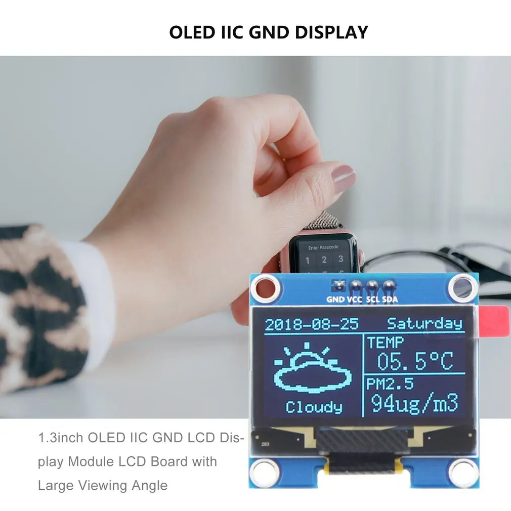 Модуль цветного ЖК дисплея 1 3 дюймов с OLED дисплеем IIC GND разрешением 128*64 дюйма