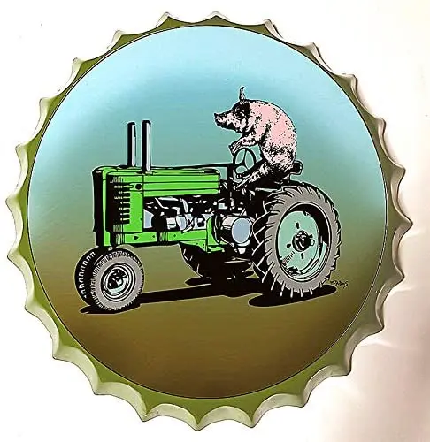 

Retro Sign Funny Cartoon Style Bottle Caps Metal Tin Diameter 13.8 Inches - Handcrafts Home Decor Bar Plaque Lounge