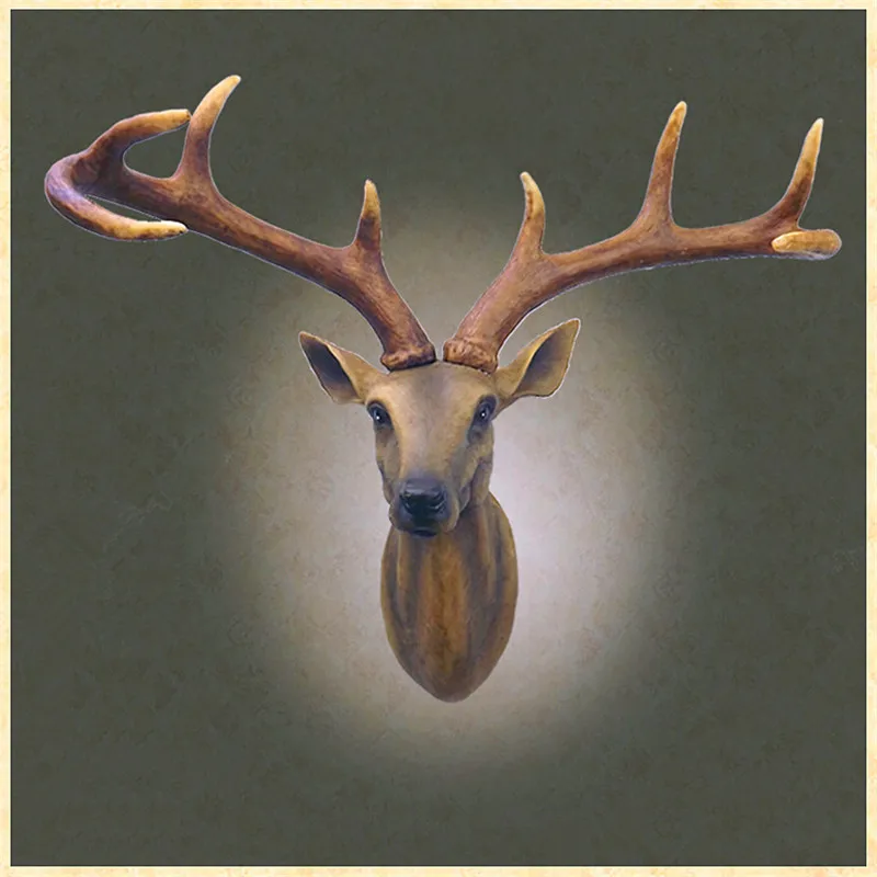 

[HHT]Simulation Deer Head Wall Hanging Decor Creative Animal Pendant Bar Living Room Background Wall Decoration Home Accessories