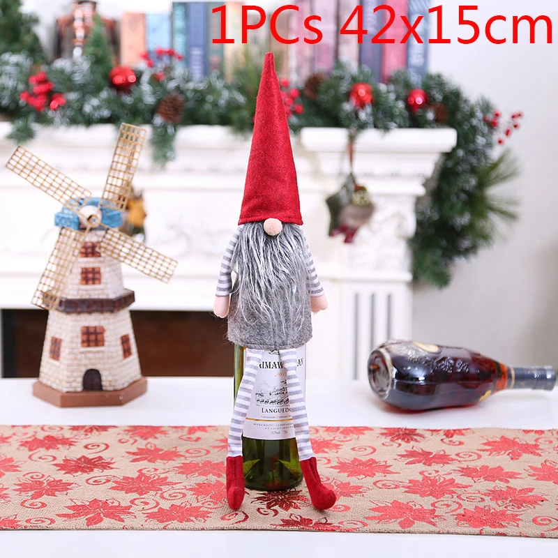 T 1PC Рождественская Крышка для бутылки вина рождественские украшения для дома Санта-Клаус Снеговик Navidad рождественские вечерние настольные Декорации для вечеринок - Цвет: T 1PC