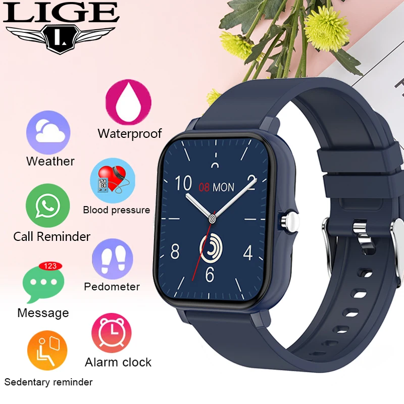Смарт часы LIGE мужские/женские с поддержкой Bluetooth и пульсометром 1 69