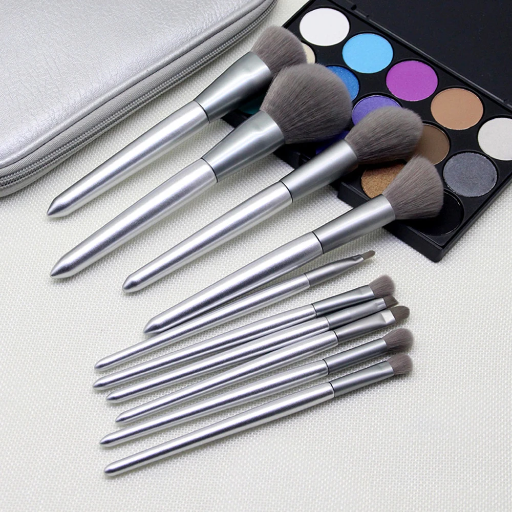 Набор серебряных кистей для макияжа 10 шт./лот профессиональная основа подводка