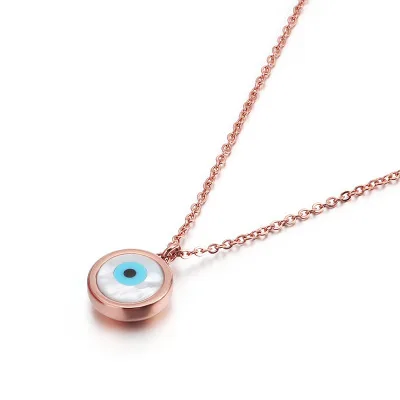 rose gold Ожерелье BabyGirl, новинка, голубой глаз, опал, круглое Шейное колье с подвеской вечерние, опт, Модные Цепочки, ожерелье, женский подарок для вечеринки - Окраска металла: rose gold