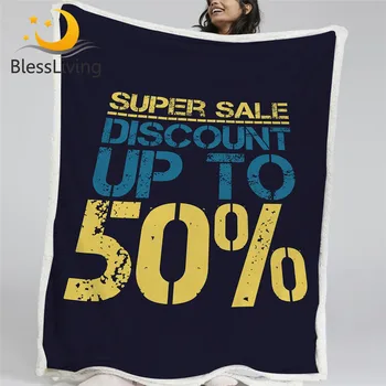 BlessLiving Super Sale Throw Blanket Banner Design Plush Blanket for Shop Discount Blankets For Beds Letters Print Cobertor 1