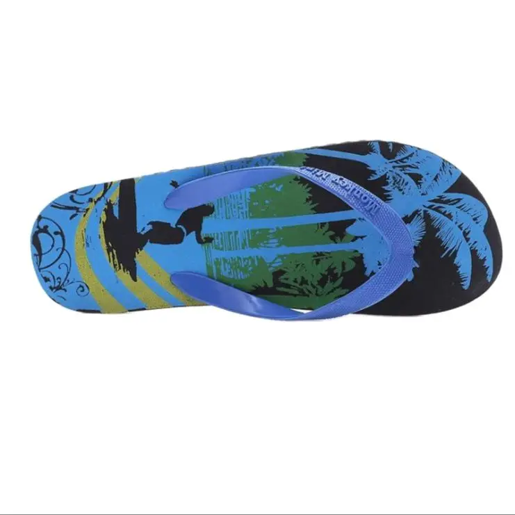 

Summer Men Slippers Flip Flops Cartoon Coconut Tree Pattern Beach Shoes Indoor & Outdoor EVA Pool Shoes Slip on Flat Slippers