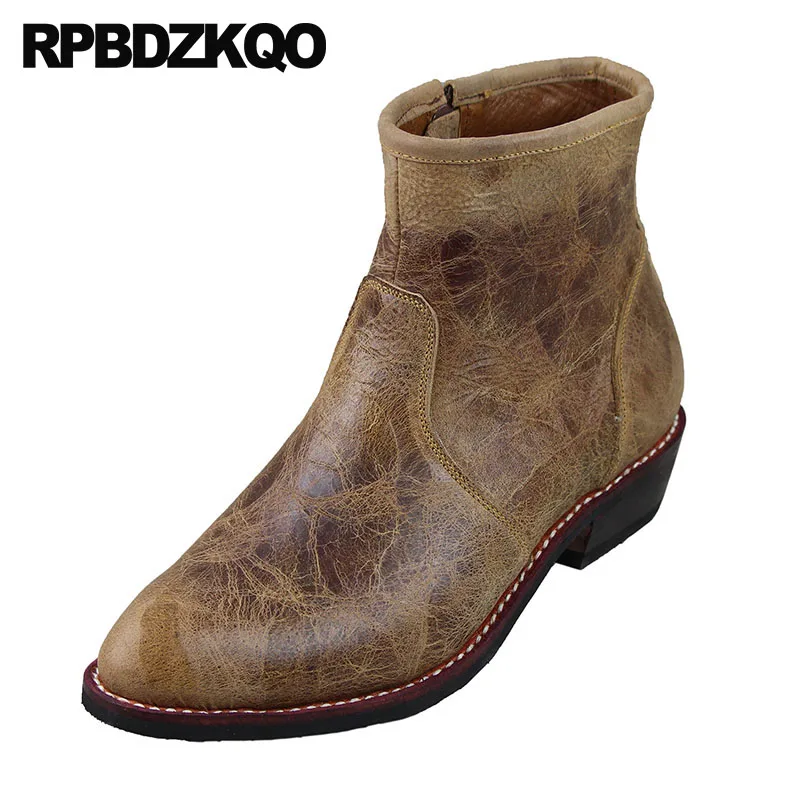 Европейская ковбойские сапоги мужская натуральная кожа ботильоны коренастый