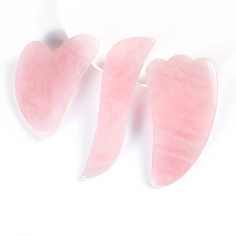 Natural Rose Quartz Gouache Scraper Gua Sha Tools Face Massager Crystal Stone Jade Roller Gua Sha Board Facial SPA Acupuncture