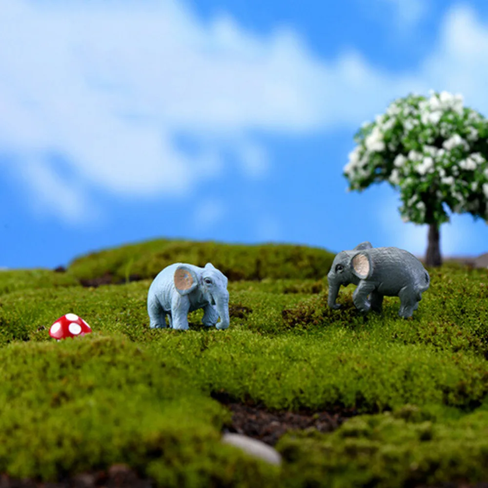 

Pizies Hot Sale 2PCS Mini Cute Elephant Animal Miniature Fairy Garden Decoration Doll House Terrarium Decor Ornament Toys