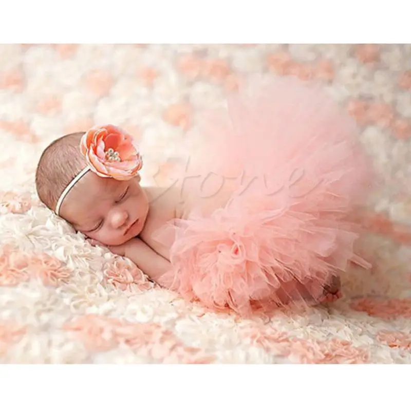 

Baby Tutu Clothes Skirt Newborn Headdress Flower Girls Photo Prop Outfits