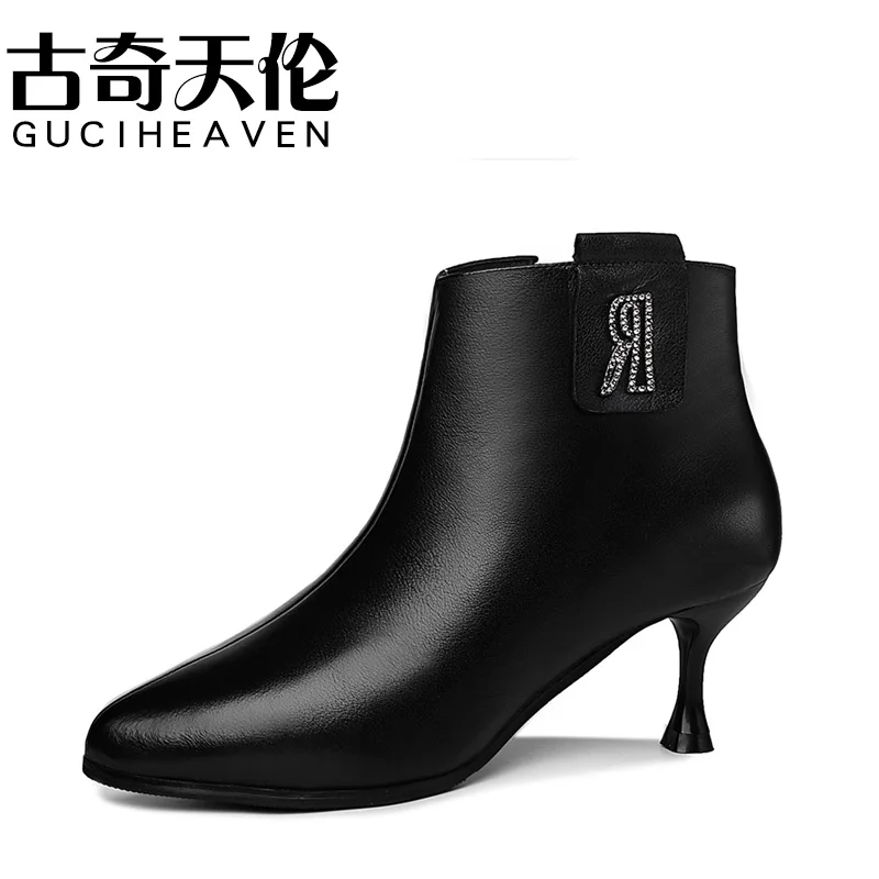 

Pointed toe stiletto boots, solid color women's boots with side zipper