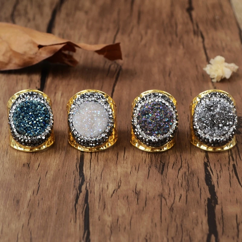 Круглые Кольца BOROSA золотистого цвета титан Радужная друг за циркониевые кольца с