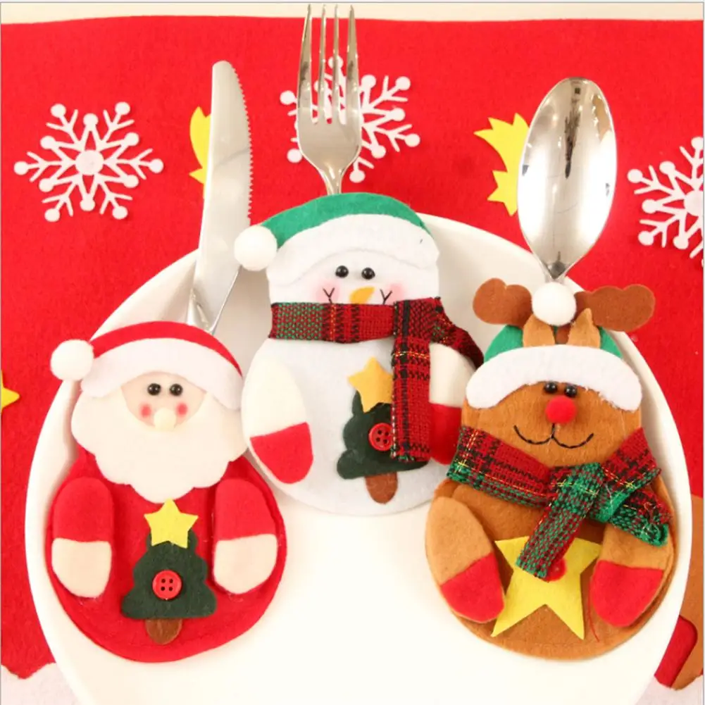 

8/3/1pcs Merry Christmas Knife Fork Cutlery Bag Set Natal Christmas Decorations For Home 2021 New Year Eve Xmas Party Decoration