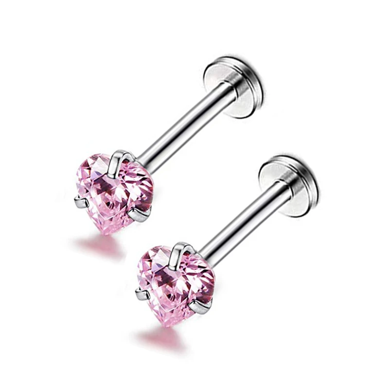 Новинка 1 шт. женские пирсинг ювелирное изделие сердце циркон нос губы шпильки MS88