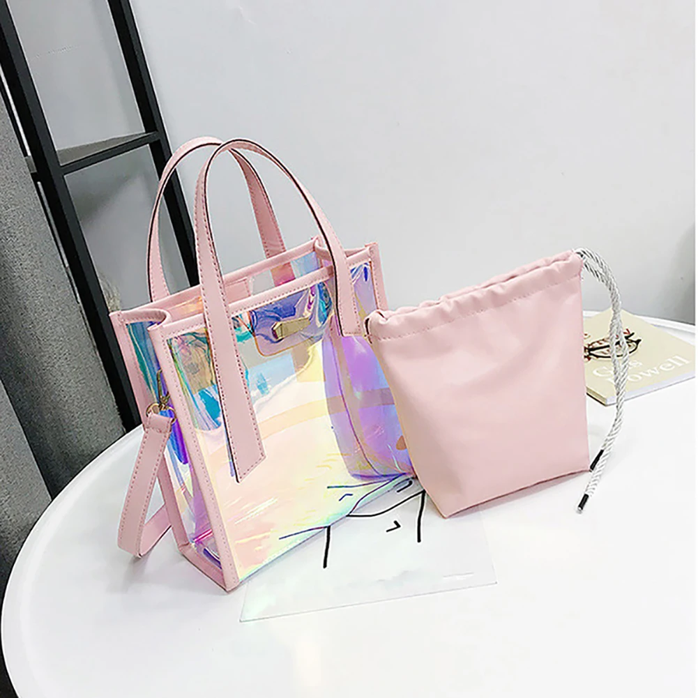 Женская прозрачная сумка на плечо конфетного цвета ремешке в Корейском стиле