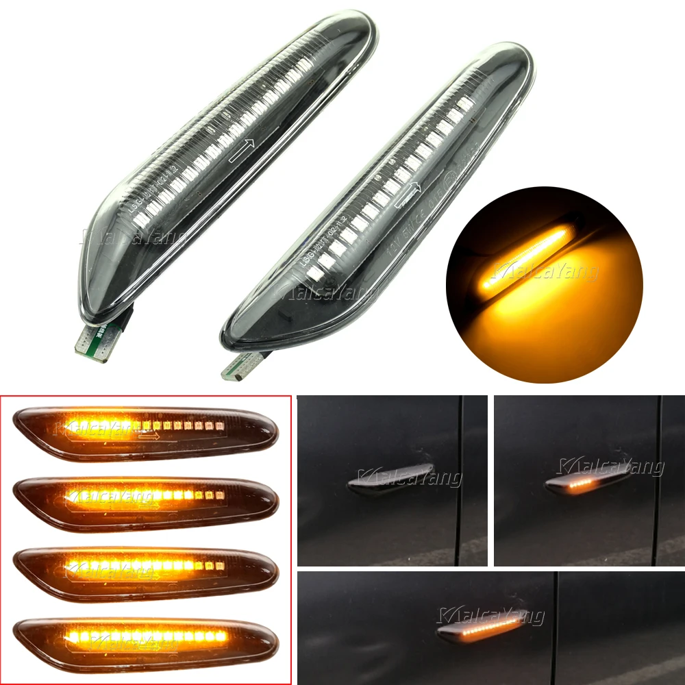 

2x Sequential Flashing LED Turn Signal Side Marker Light for BMWX3 E83 X1 E84 X5 X53 E60 E61 E46 E81 E82 E90 E92 E87 E88 E91