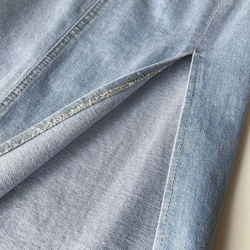 

Summer Fashion A-Line Cotton Denim Women Skirts A Slit Up Side Loose Casual Female Woman Skirt ZYZ00060