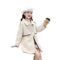 winter woolen jacket for girl new 2021 korean version fashion thickening windbreaker mid length slim lapel childrens clothing