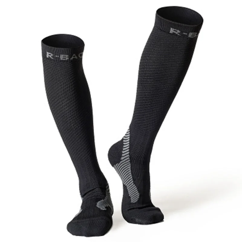 R-BAO 1 Pair Professional men's Cycling Long Socks Bike Anti-slip Running Compression Sport Socks Ankle Leg Shin Guard Protector