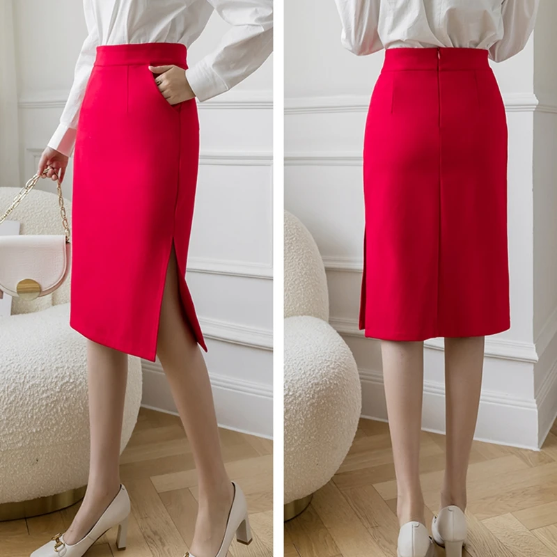 Женская офисная юбка-карандаш с карманами |