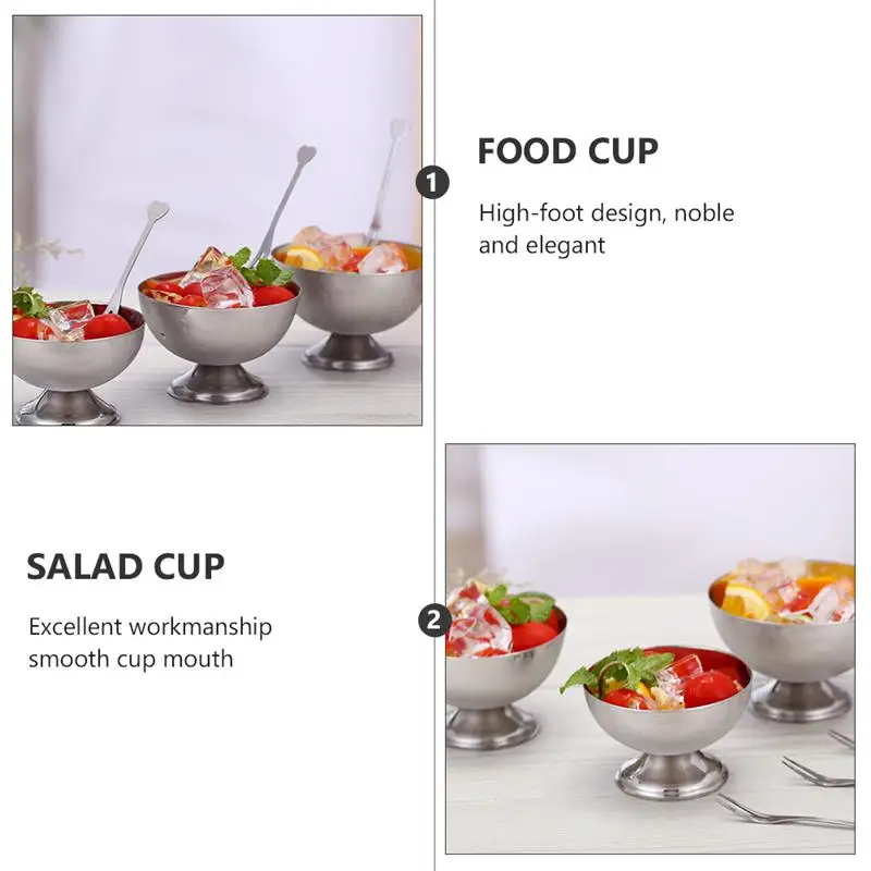 

1Pc Stainless Steel Salad Cup Ice Cream Bowl Dessert Fruit Snack Candy Cup