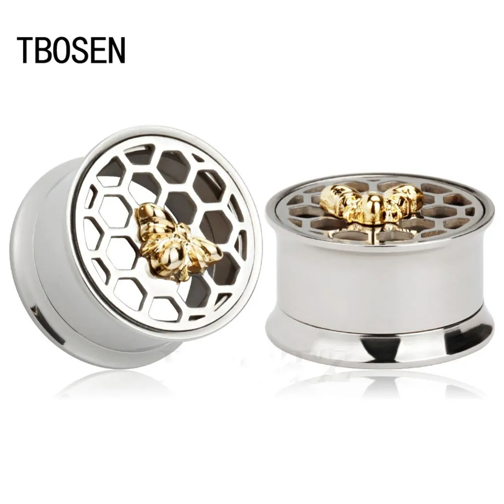 New arrival Honeycomb 316L stainless steel Ear Gauges Piercing Plugs Tunnels Silver Earrings Flesh Body Jewelry Gift For Men | Украшения и