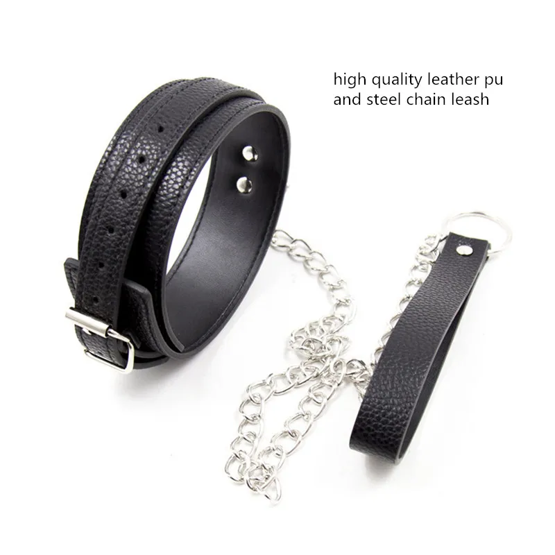 1 шт. 46 см сексуальный черный секс ошейник из искусственной кожи и поводок бондаж