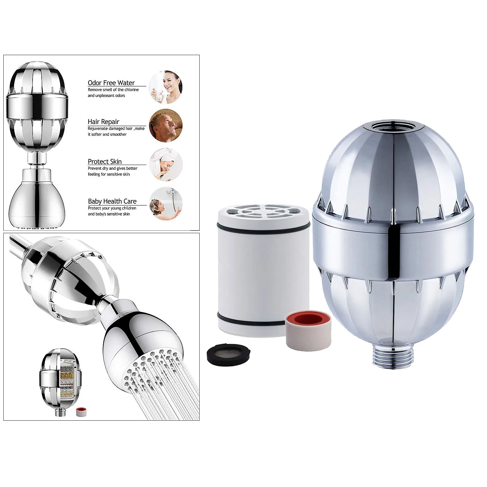 Фото 15-Stages Shower Head Filter Purifier Softener Water Chlorine Removal Обустройство дома 15-Stages Shower Head Filter Purifier Softener Water Chlorine Removal Обустройство дома