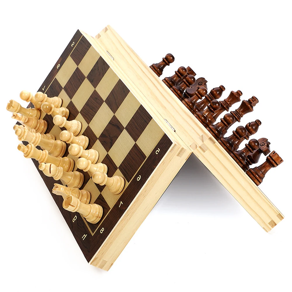 Набор деревянных шахматных фигурок Складная магнитная большая доска с 34