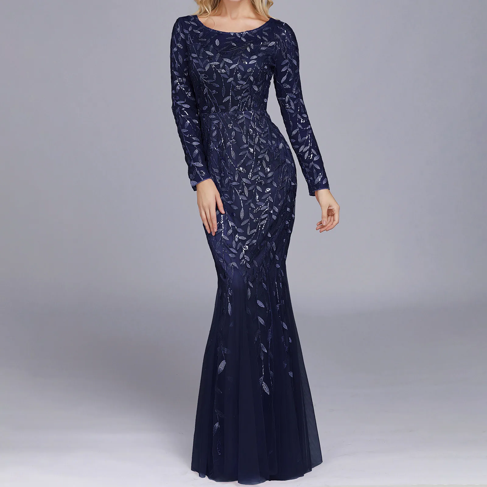 Изумрудное вечернее платье с блестками и длинным рукавом эластичное элегантное