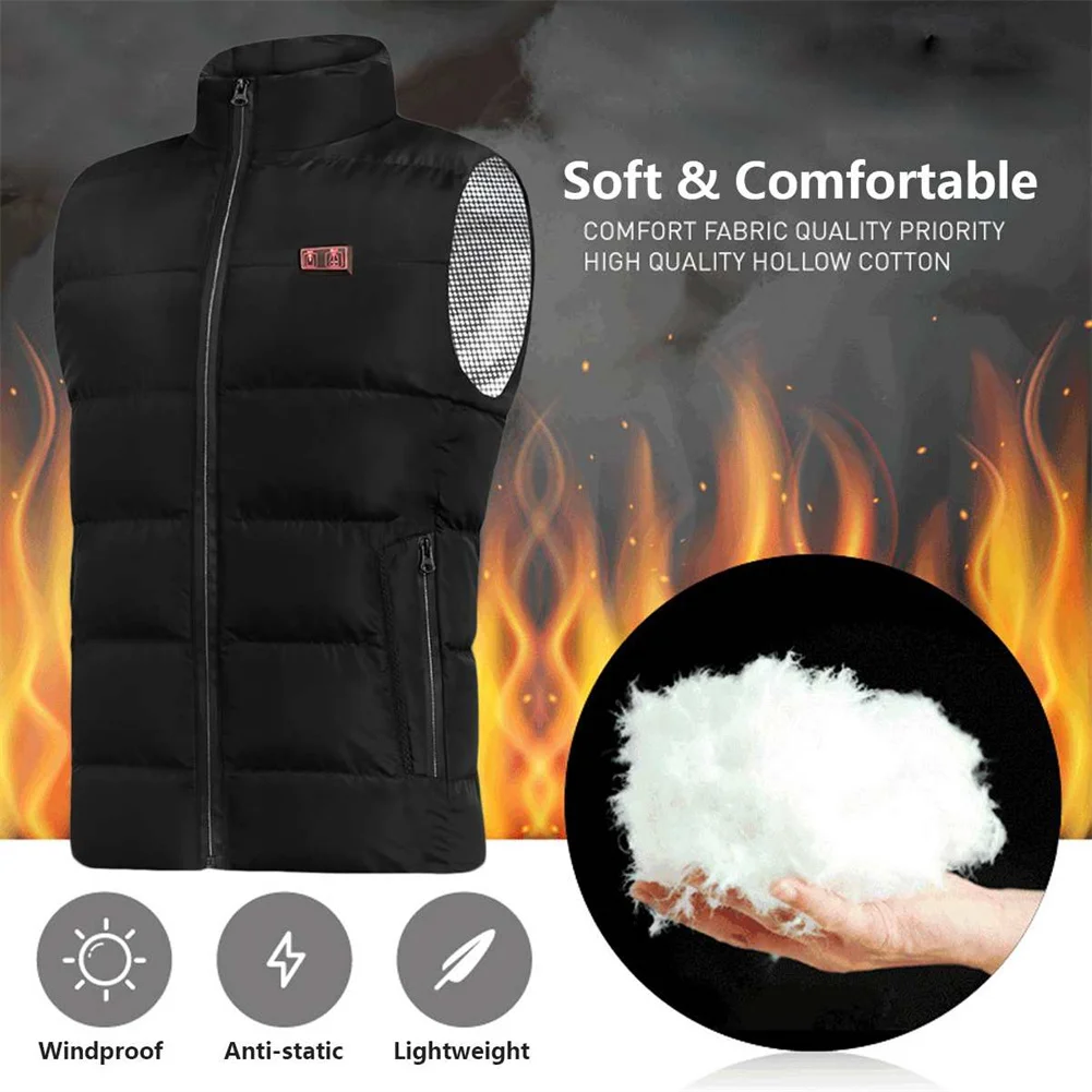 

New Warming Products Heating Vest Men's And Women's Nine Piece Charging Heating Vest USB Dual Control Down Cotton Heating Vest