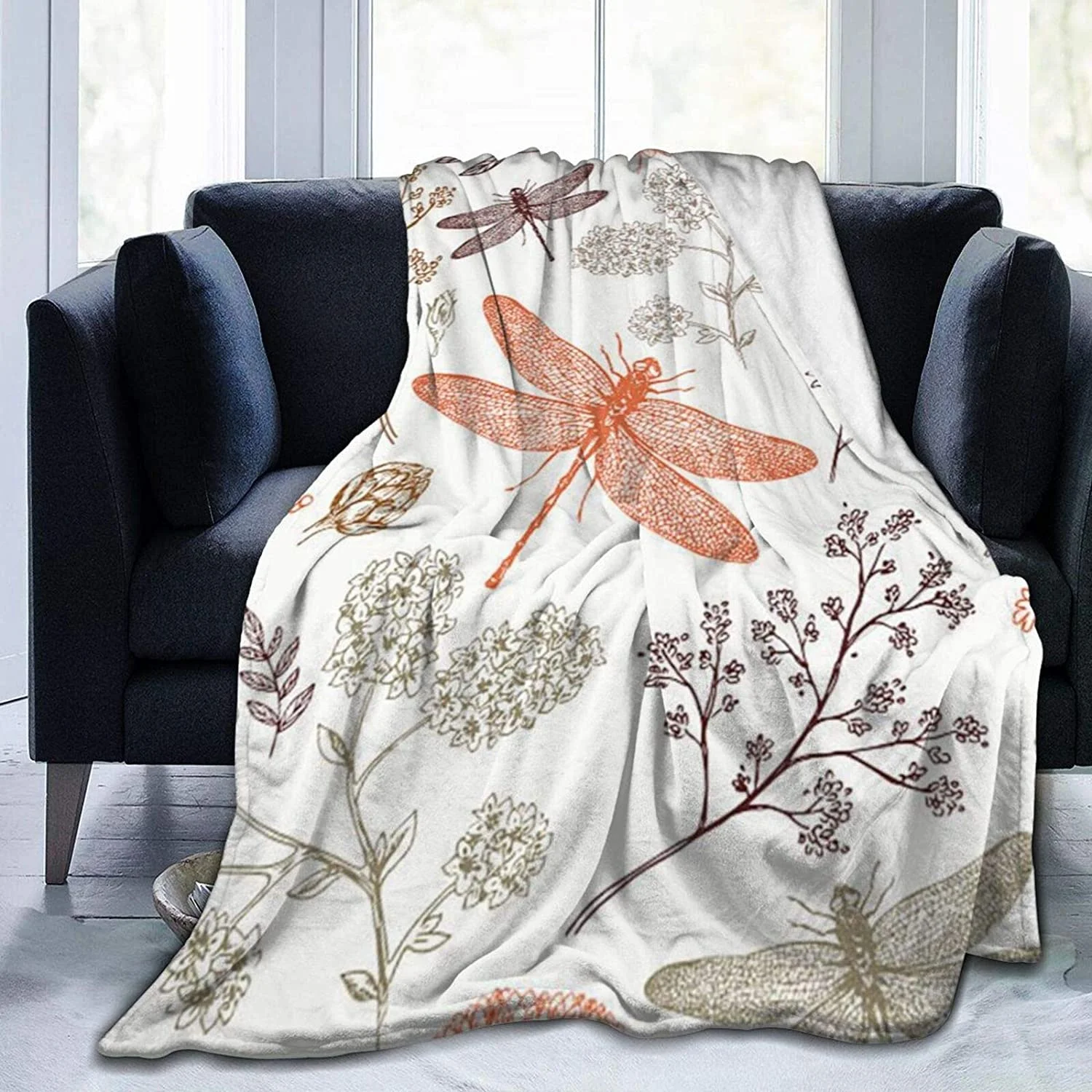 

Floral Dragonfly Ultra-Soft Micro Fleece Blanket Micro-Fleece Sofa Lightweight Microfiber Bedding Bedding beddinghome