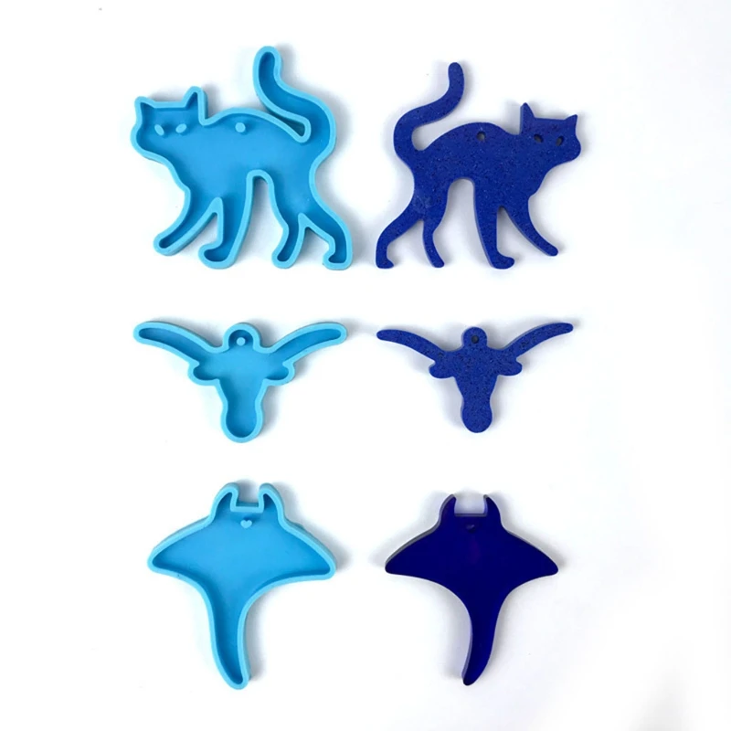 

3 PCS Animal Series Keychain Silicone Mold with Hole Keyring Pendant Handmade Valentine's Day Gift Jewelry