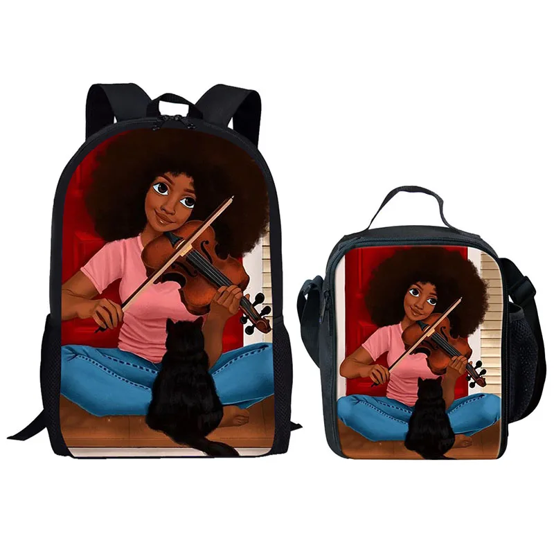 HYCOOL черная африканская девушка шаблон начальной школы сумки леди игра скрипка