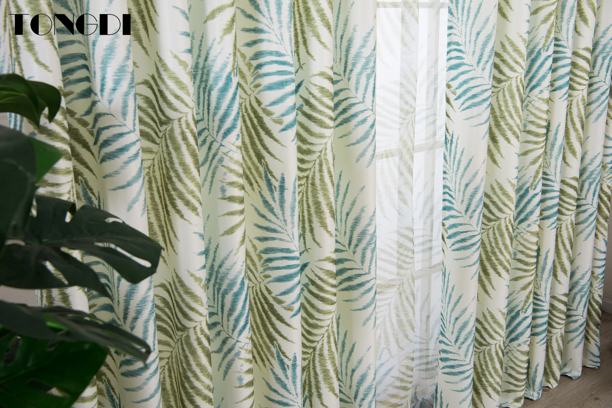 Светонепроницаемые шторы TONGDI с принтом тропических листьев высококачественное