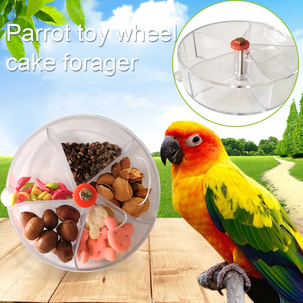 

New Parrot Foraging Toy Creative Bird Bite Toy Wheel Shape Rotatable Birds Puzzle Feeding Food Box for Parakeet Cockatiel Conure