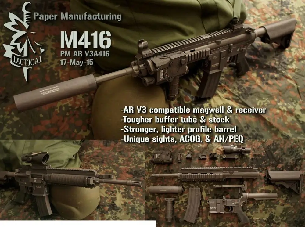 

M416 Paper Craft Military enthusiast Handmade Paper Craft Art