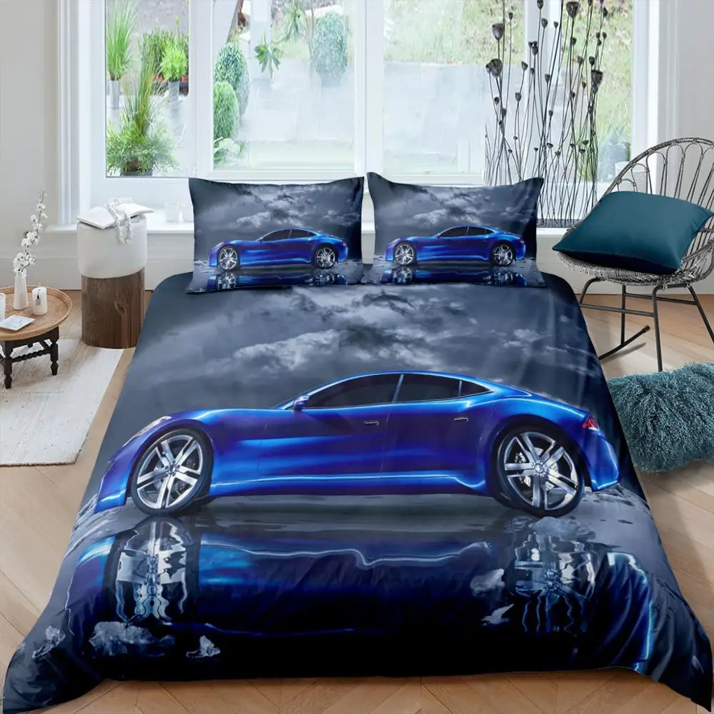 

3D Printed Duvet Cover Cool Sports Car Bedding Set Queen For Boys Bedclothes 2/3pcs Luxury High Quality Bedspread Home Textiles