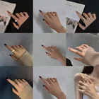 Модные Золотые кольца для суставов для женщин, открытые корейские простые жемчужные Регулируемые кольца на палец, комплекты ювелирных изделий, аксессуары хорошего качества