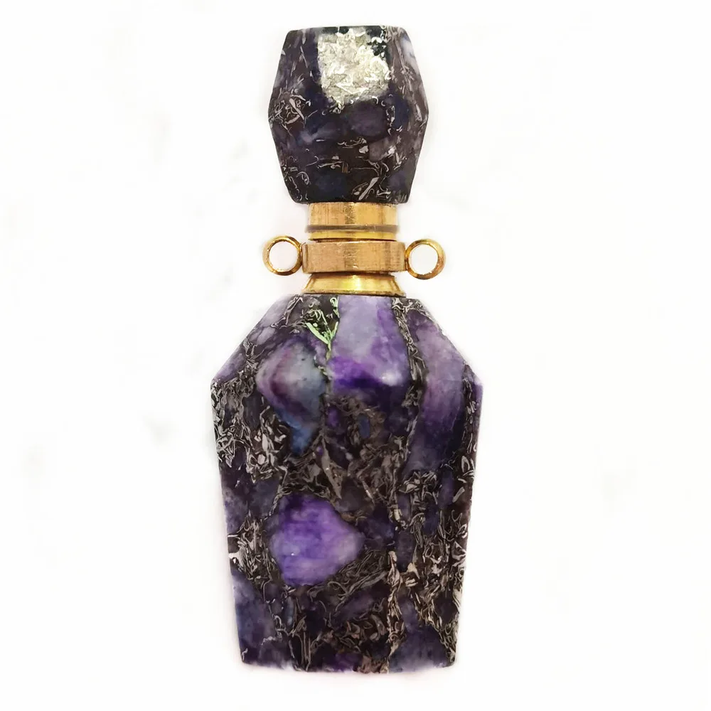 

42x19 мм Фиолетовый морской осадка яшма флакон духов ароматерапия Восстанавливающий самодельный кулон ожерелье S1