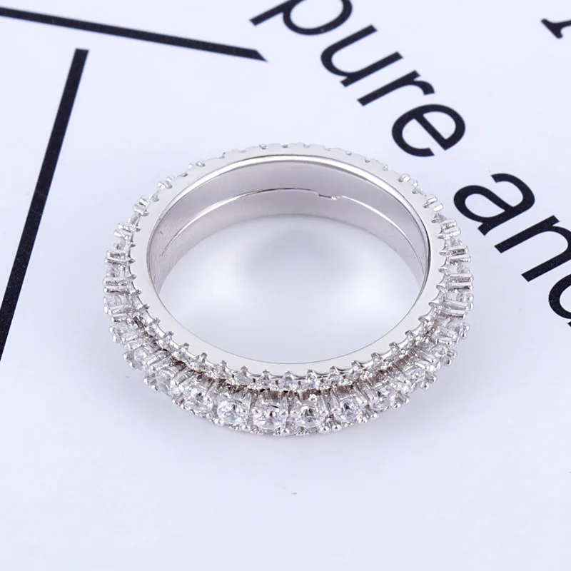 Горячие женщины медное зубчатое кольцо спиннинг вращающийся циркон палец