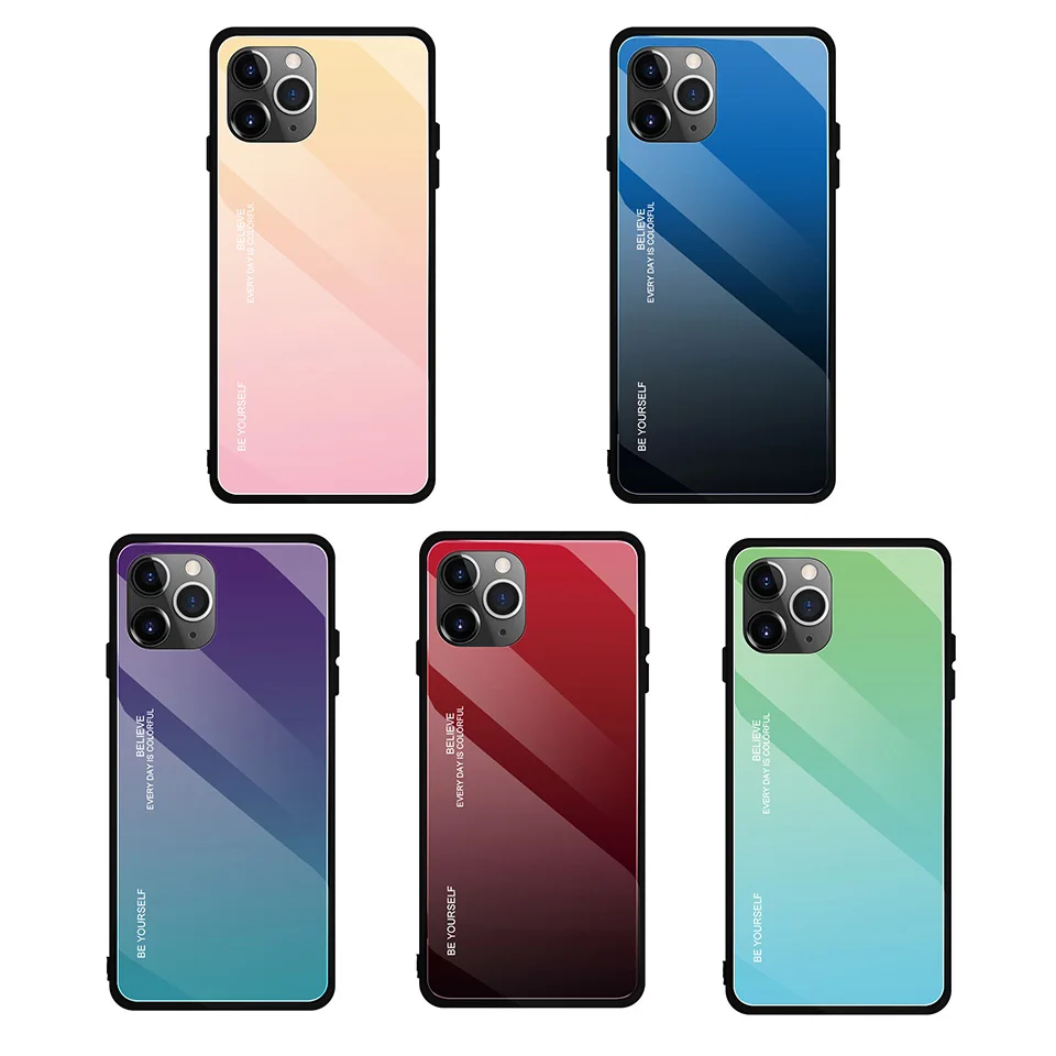 Чехол 9H из закаленного стекла для Apple iPhone11 iPhone 11 Pro Max Ультратонкий Роскошный чехол