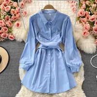 women blouses fake 2 pieces shirts spring 2022 vintage fashion long sleeve women clothing outfit casual solid top
