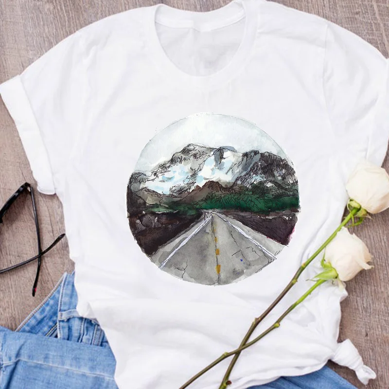 Женская футболка с коротким рукавом принтом в стиле 90 х|Футболки| |