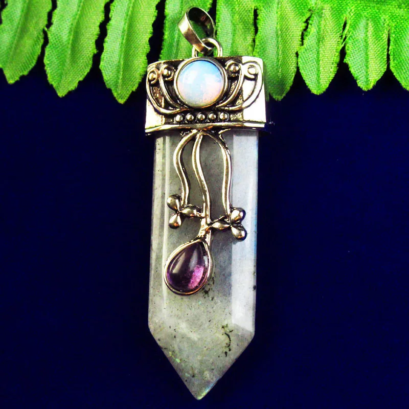 Кулон из натурального Лабрадорита опал Опалит и аметиста|Шармы| |