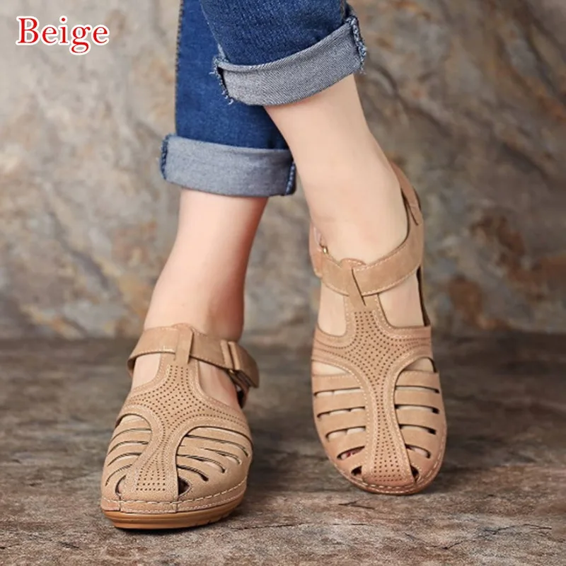 

Loozykit Fashion Women's Sandals Summer Ladies Girls Comfortable Ankle Hollow Round Toe Sandals Female Soft Beach Sole Shoes