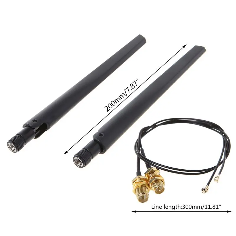 

2x 6dBi 2.4GHz 5GHz Dual Band WiFi Router Network Card RP-SMA Antenna 2 x U.fl IPEX Cable N8S5