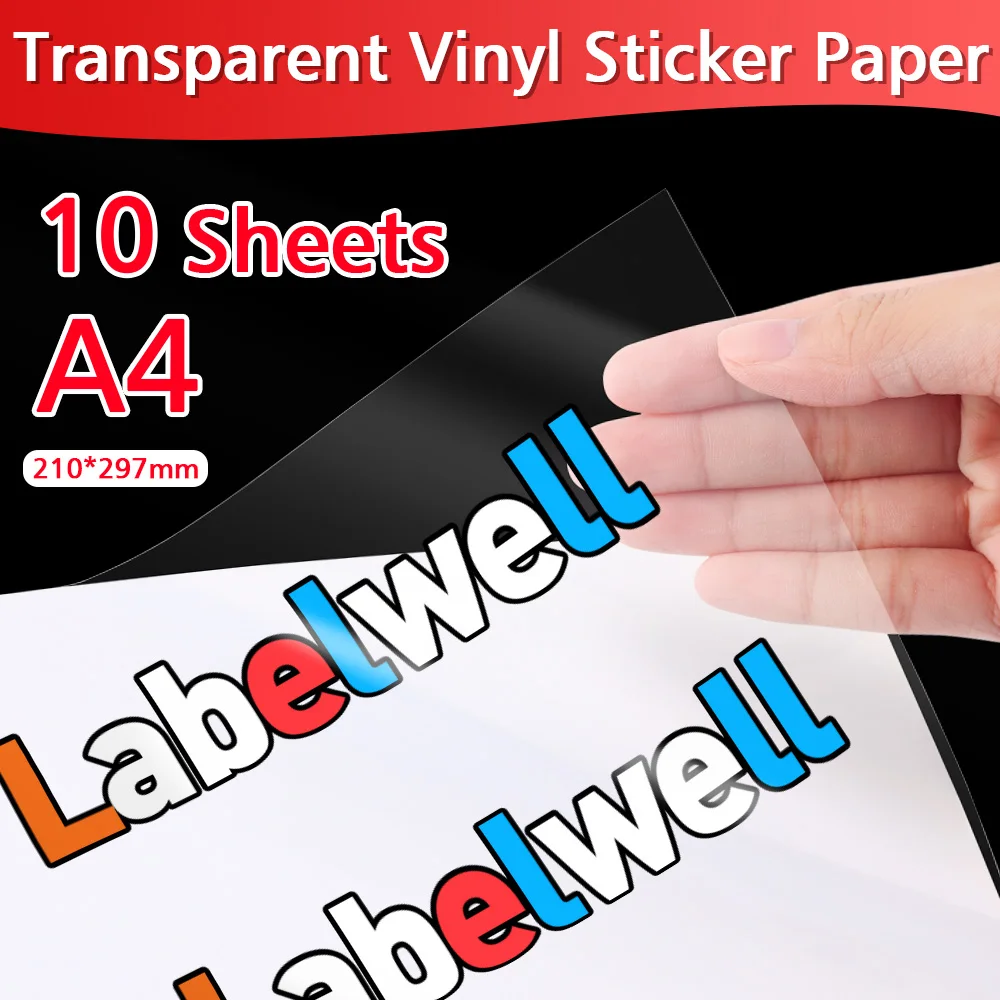 Прозрачная виниловая наклейка для печати Labelwell, А4