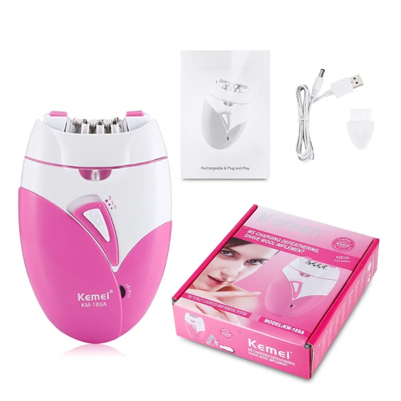 

Kemei 189a Women Painless Epilator Rechargeable Body Hair Removal Machine Electric Shaving Private Part Bikini Armpit Depilation