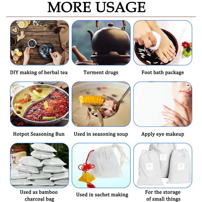 

Food Grade Non-woven Fabric Tea Bags 100pcs Tea Filter Bags for Spice Tea Infuser with String Heal Seal Spice Filters Teabags