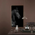 Постеры и принты с изображением головы черной лошади картина с рисунком животных, скандинавские настенные картины для гостиной, домашнего декора